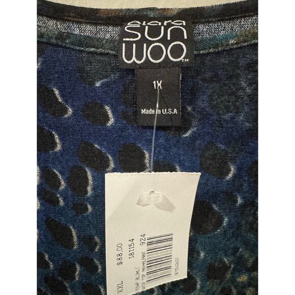 Clara Sun Woo Animal Print Knit Top 1X NEW - Picture 4 of 6